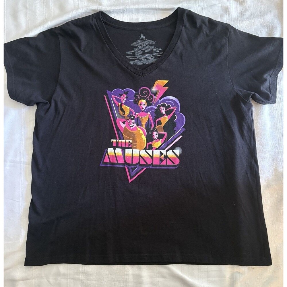 Disney Hercules The Muses Women's 2XL Black V Neck Graphic T Shirt